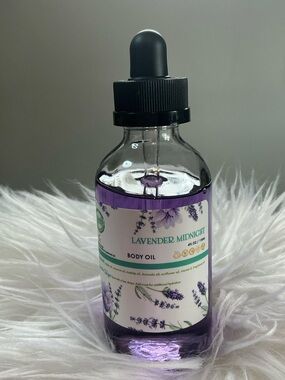 Aminnah Lavender Midnight Body Oil 4oz / 118 ml NEW Glass Bottle with dropper